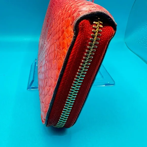 Louis Vuitton Zippy Wallet Round Zipper Long Monogram Exotic Python Orange - Picture 4 of 12